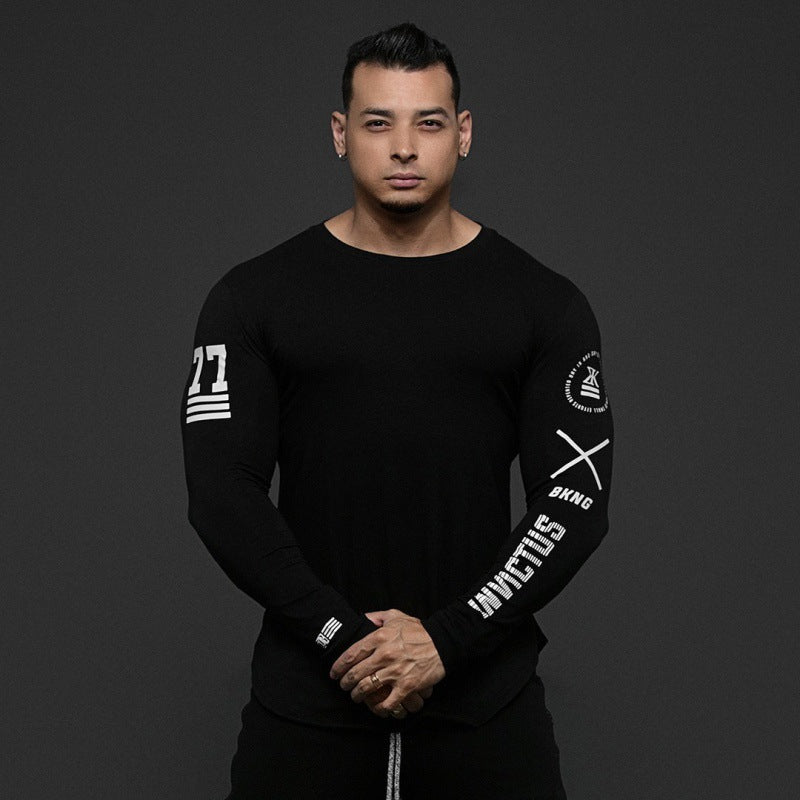 Long Sleeve Round Neck Slim Men's Sports Top