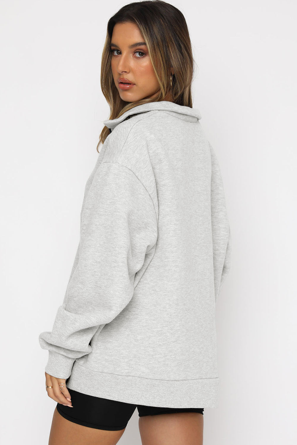 Casual Top Half Zipper Pullover Long Sleeved Women's Hoody