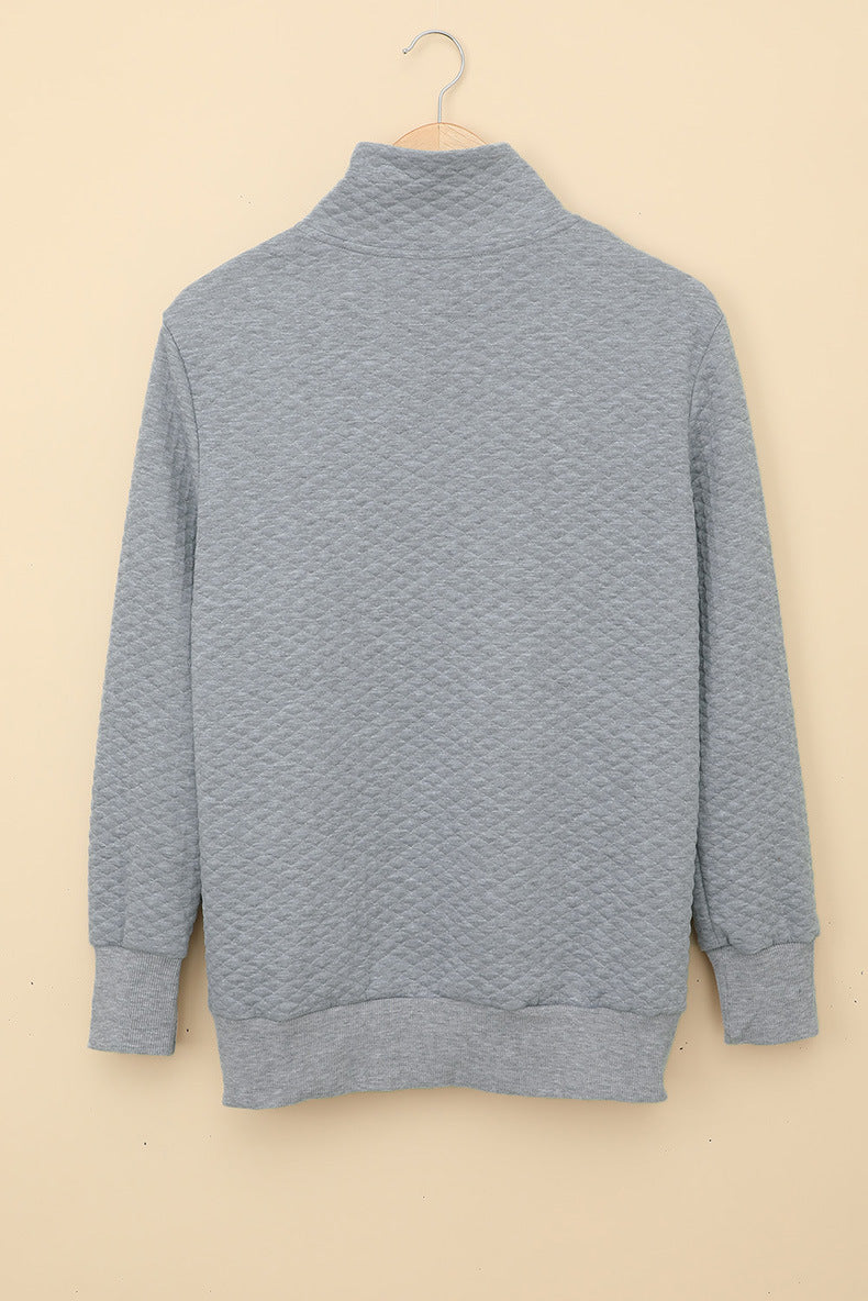 Casual Long-Sleeved Solid Color Stand-Up Collar Women's Sweater