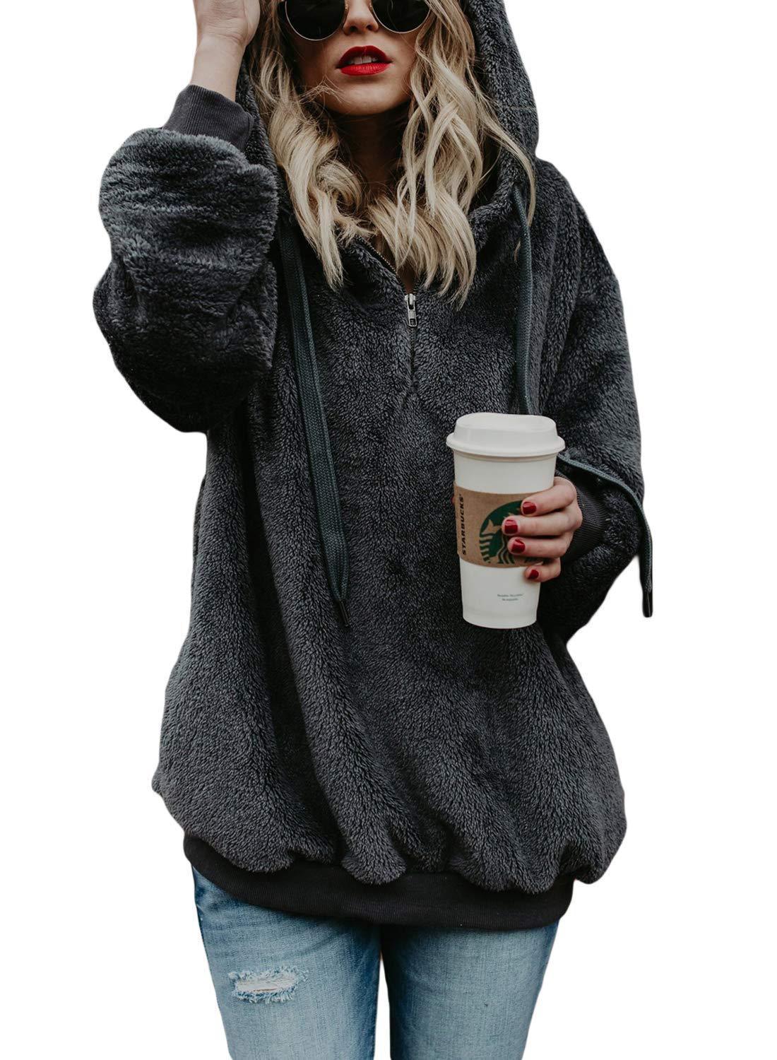 European and American long-sleeved hooded solid color sweater