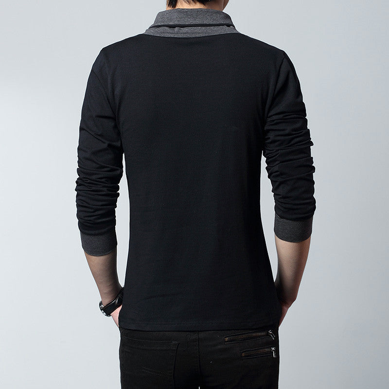 Long-Sleeved Men's V-Neck T-Shirt