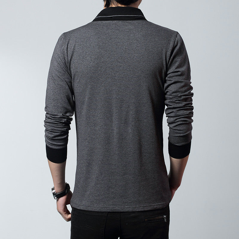 Long-Sleeved Men's V-Neck T-Shirt