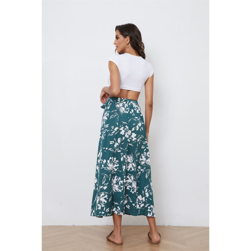 Fashion Floral Print Chiffon Women's Skirt