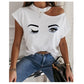 Casual Printed Letter Strapless Women's T-shirt