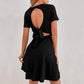 Backless Strappy V Neck Ruffle Skirt Women's Dress