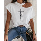 Casual Printed Letter Strapless Women's T-shirt