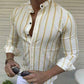 Printed Wide Lapel Button Cardigan Long Sleeve Casual Men's Shirt