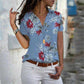 Summer Style Short-Sleeved V-Neck Women's Printed Shirt