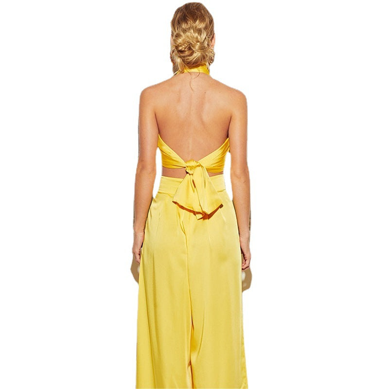 Tube Top Wide Leg Pants Two-piece Women's Suit