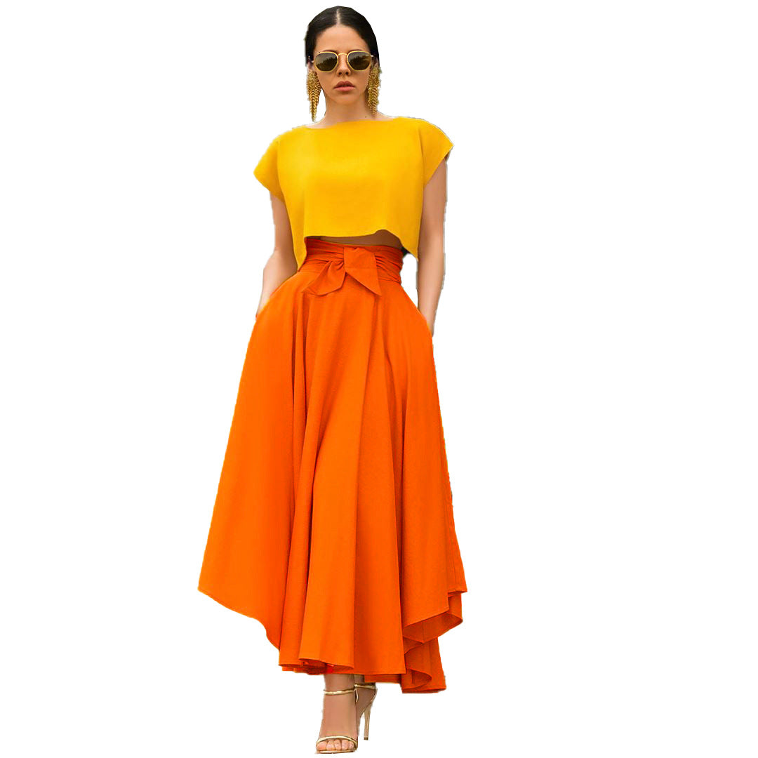 Solid Color Elegant Women's Casual Skirt