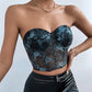 Contrasting Color Perspective Tube Top Women's Crop Top